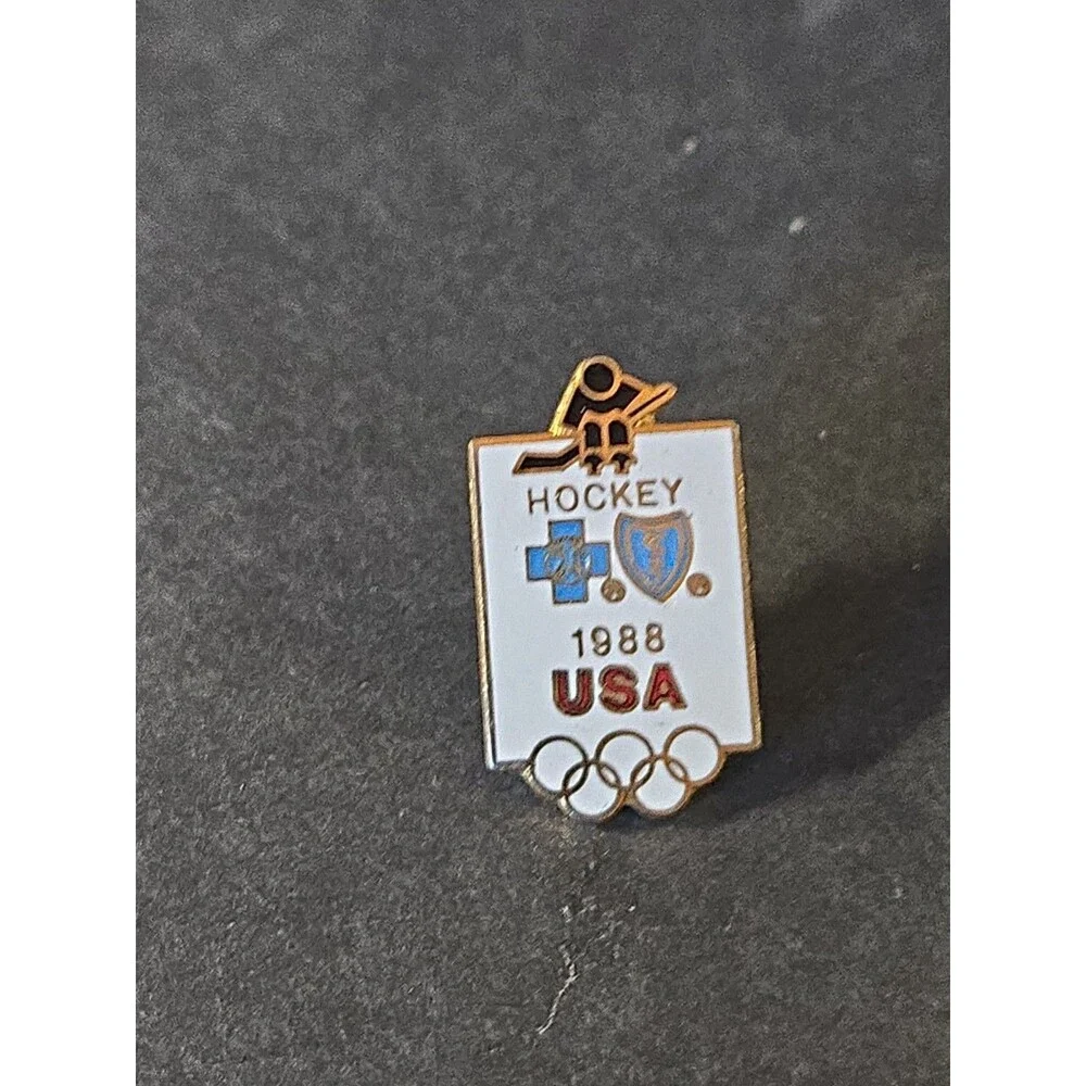 Vintage 1988 Olympic Team USA HOCKEY Blue Cross Blue Shield Lapel Hat Pin Enamel